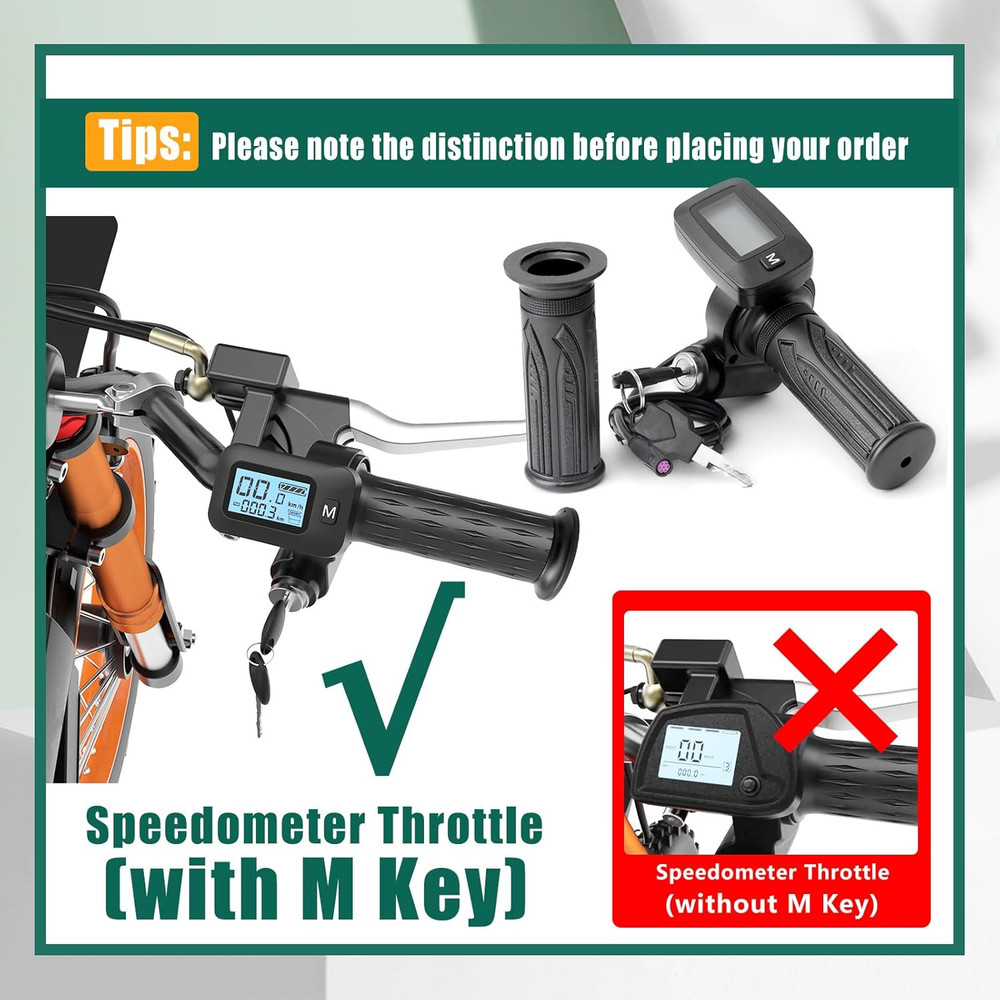 Upgrade 48V Ebike Speedometer Throttle with M Key Replacement for Tutt