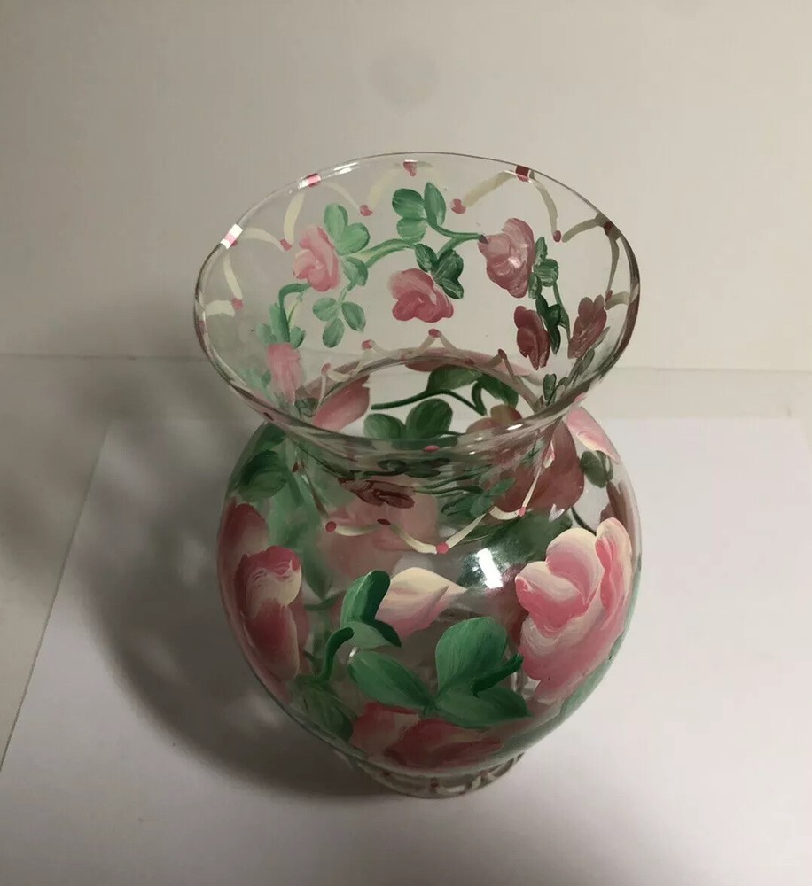 Beautifully hand painted glass vase
