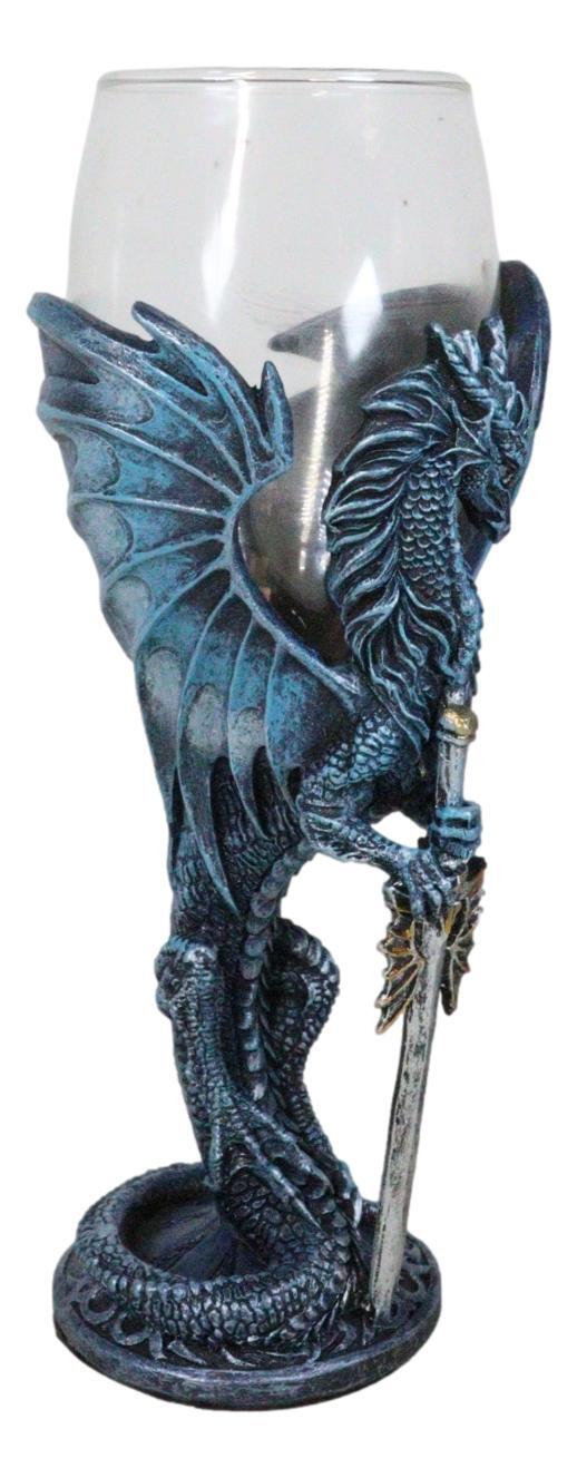 Fantasy Netherworld Blue Dragon Sea Blade Sword Glass Wine Goblet Chalice
