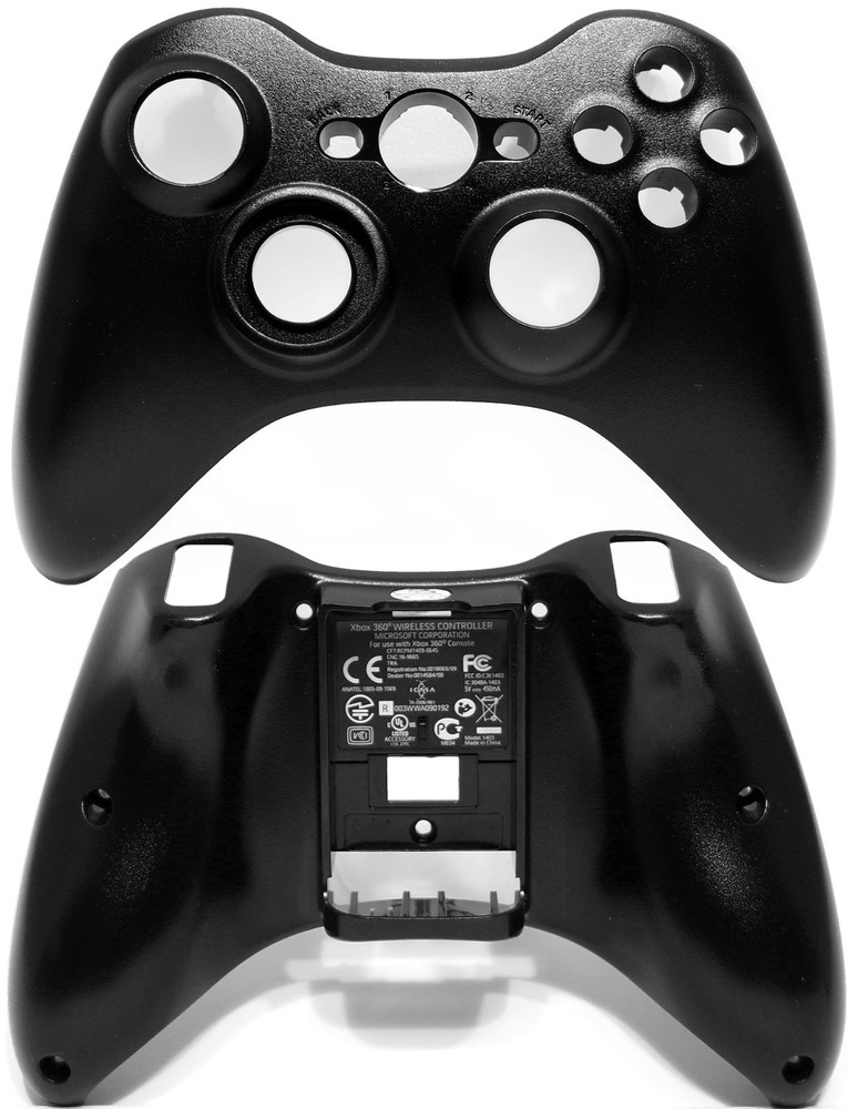 Genuine OEM Microsoft XBOX 360 Black Wireless Controller Front & Rear Shell Case