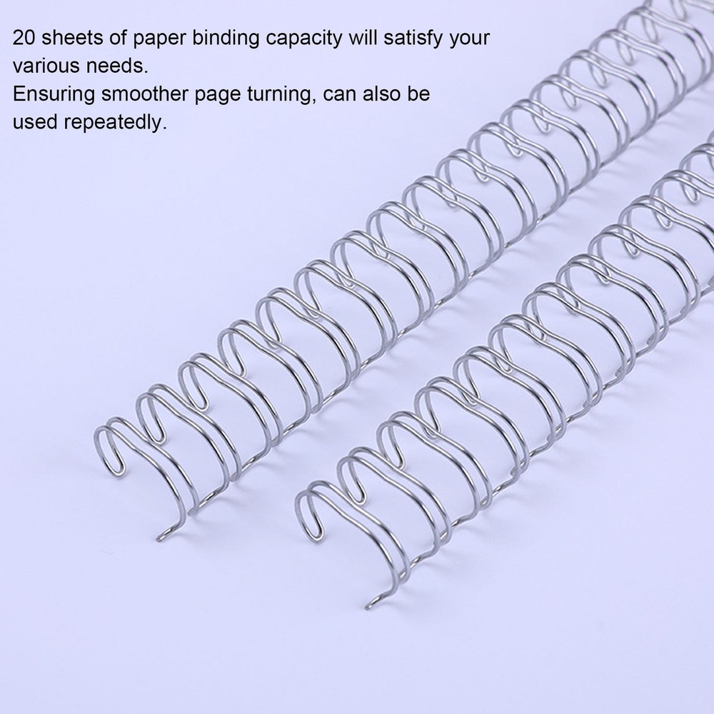 Silver 100x Double Loop Wire Binding Spine 20 Sheet Capacity 3:1 Pitch 34 Loop 6