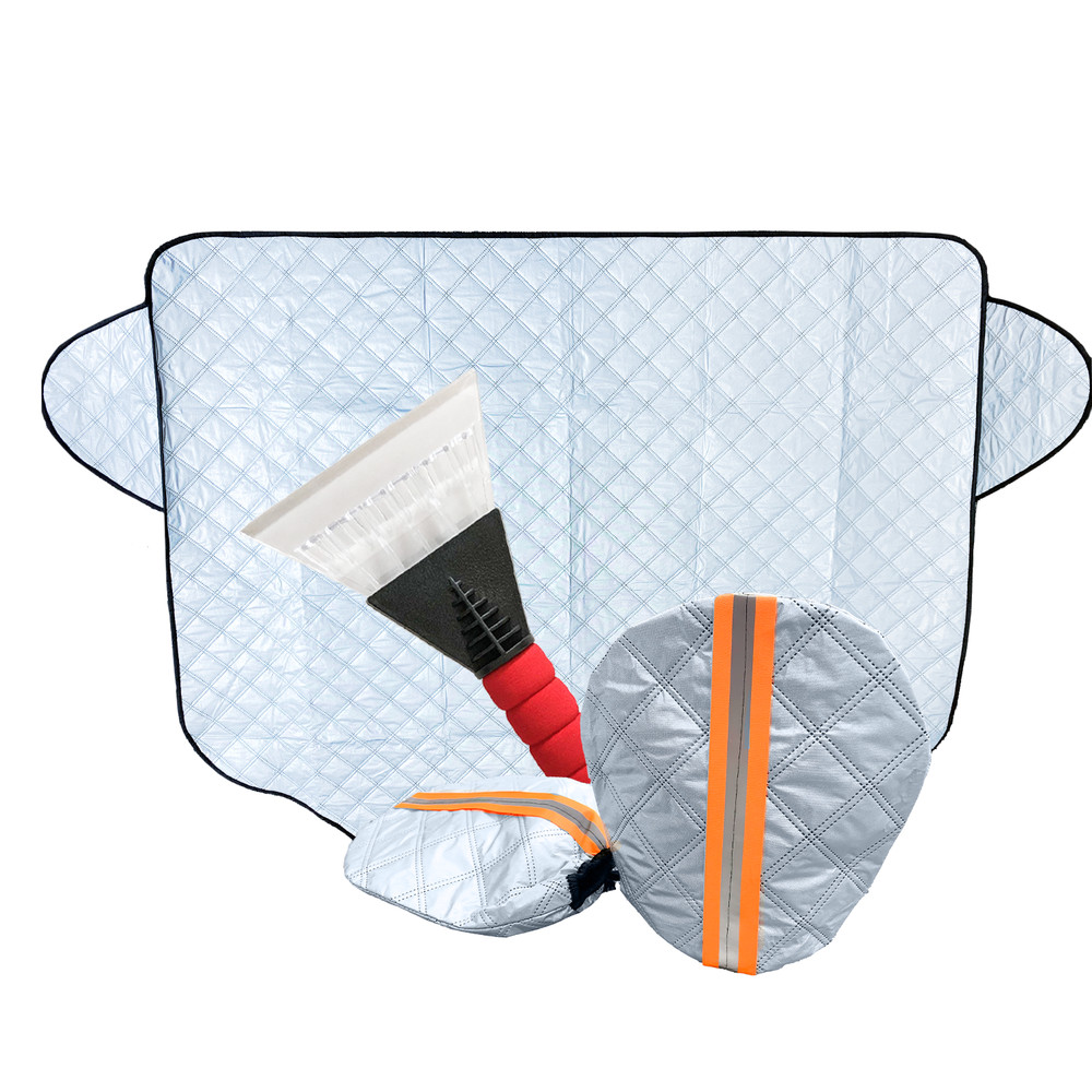 Frost Ice Snow Quilted Car Windscreen Cover + Wing Mirror Covers & Ice Scraper