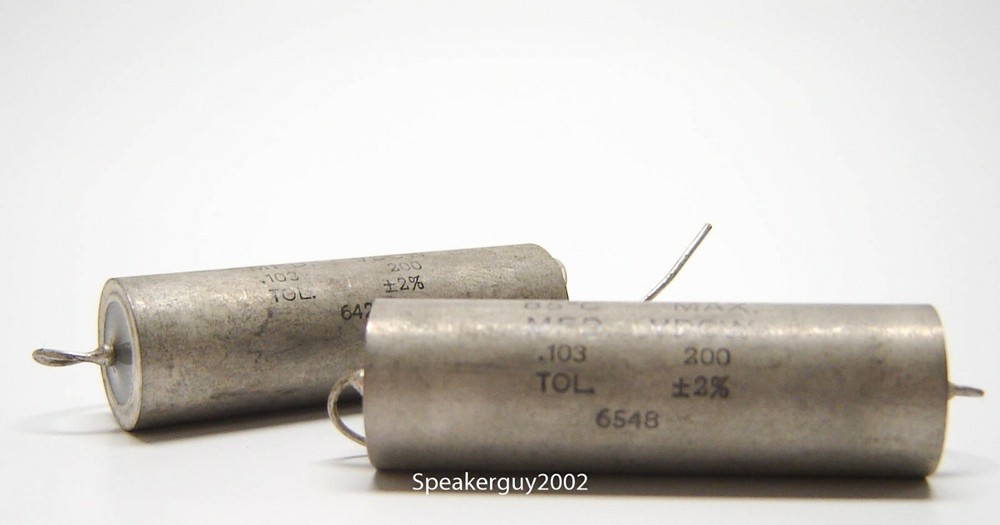 Pair ARCO PIO Capacitors / .103 uf 200 VDC 2% / Type HT -- KT