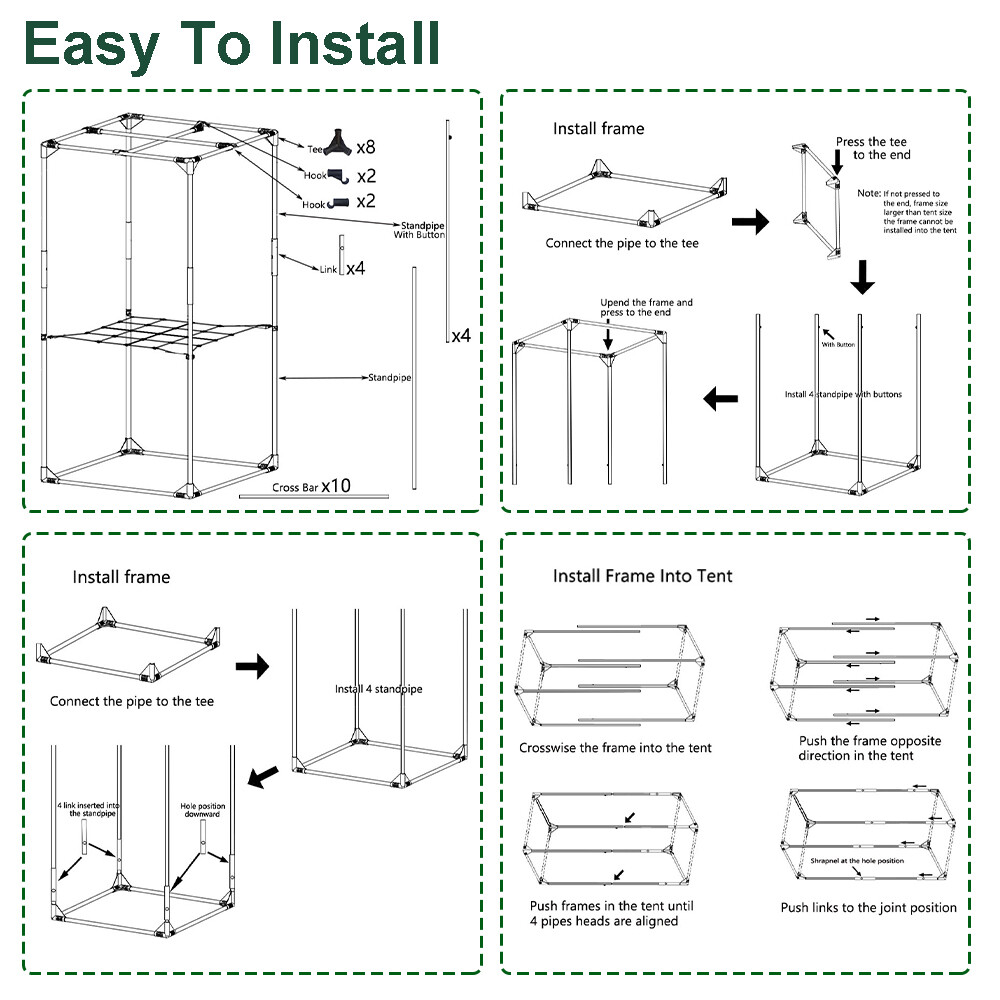 Complete Grow Tent Kit w/Full Spectrum Grow Light+Ventilation System+Timer+Tools