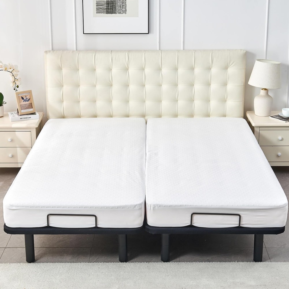 Bamboo Viscose Cooling Split King Mattress Protector for Adjustable Bed Water...