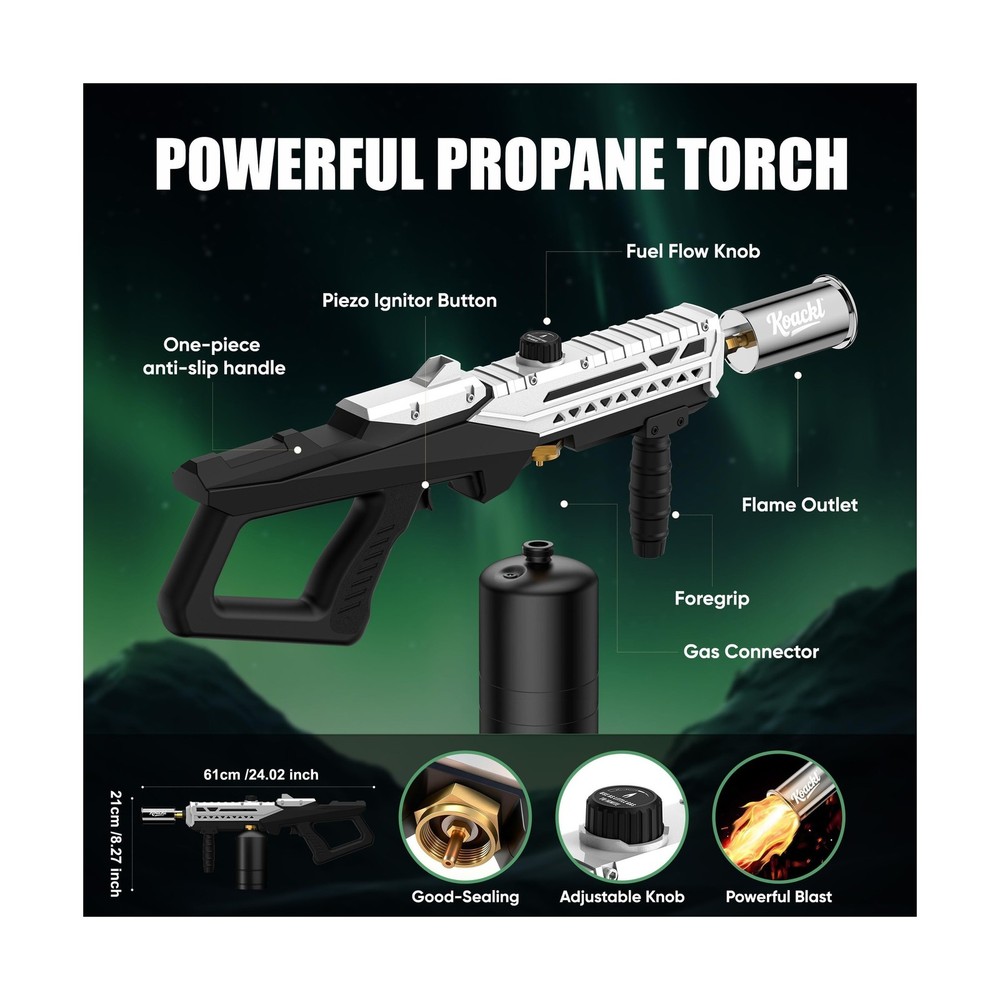 KOACKL Powerful Propane Torch Gun, Kitchen Torch with Adjustable Flame, Flame...