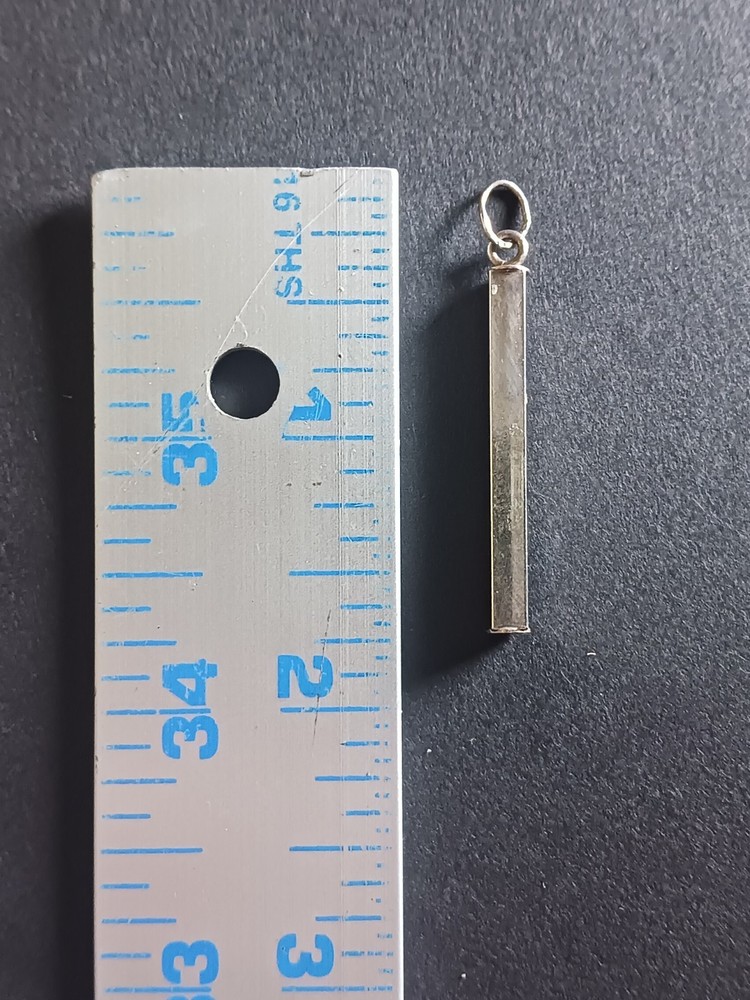 Vtg Sterling Silver Vertical Rectangular 1.75" Bar Pendant Minimalist