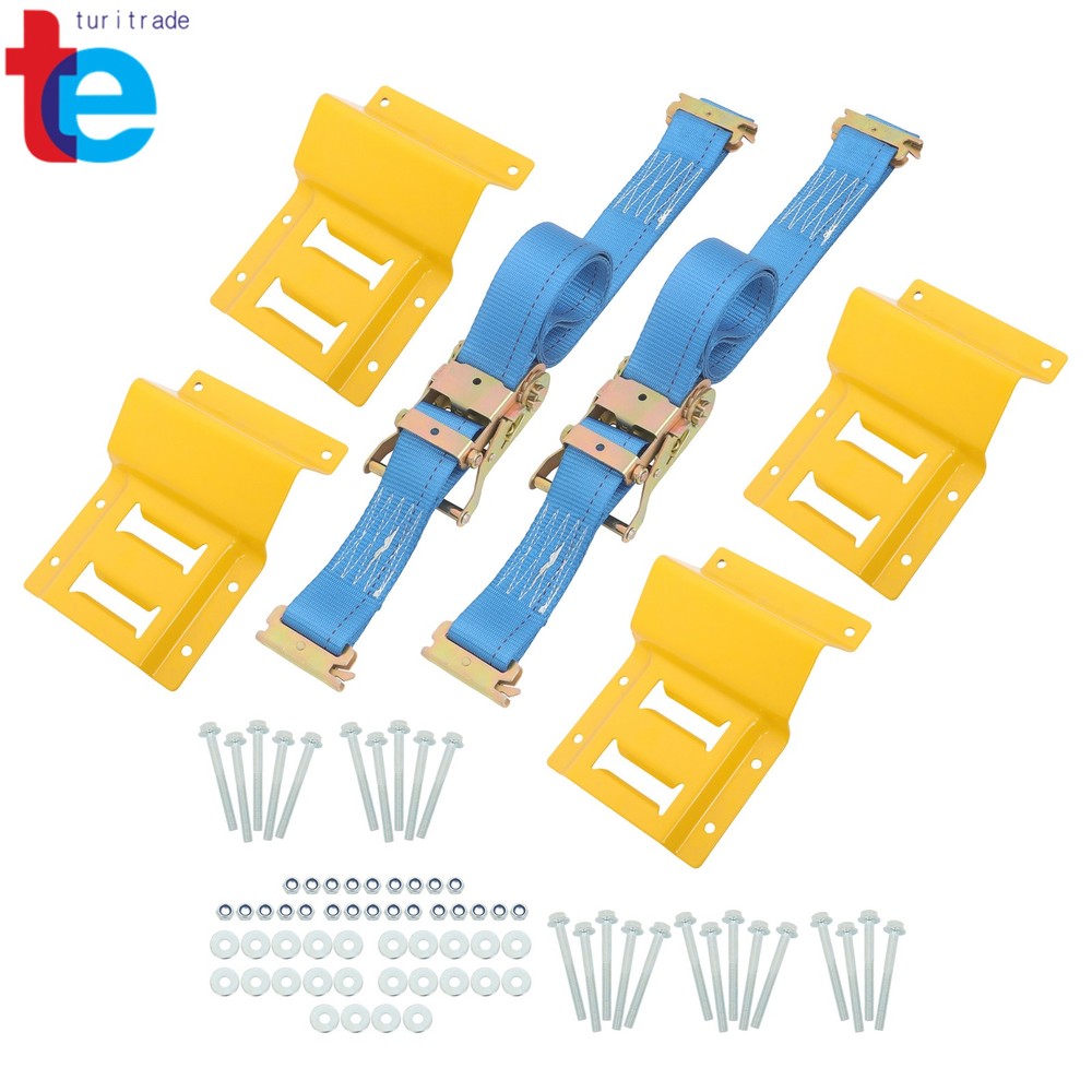Wheel Chock Tie-Down Kit 4PCS E Track Wheel Chock 2PCS 7.5' Tie-Down Strap