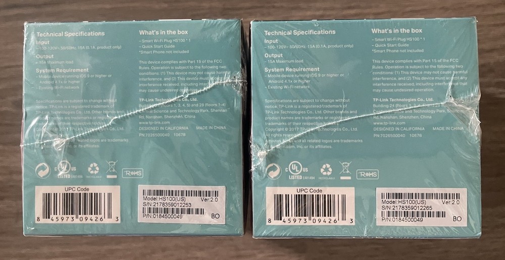 TP-Link HS100 Wi-Fi Smart Plug Kit - Twin Pack