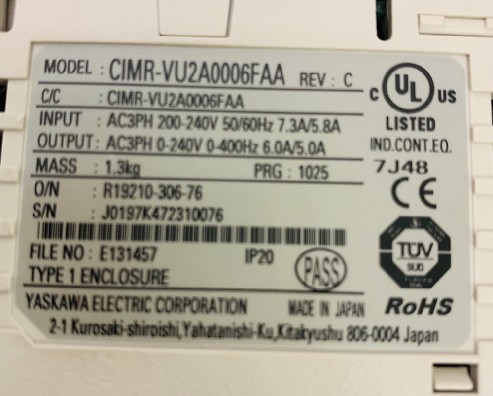 YASKAWA CIMR-VU2A0006FAA **NEW**
