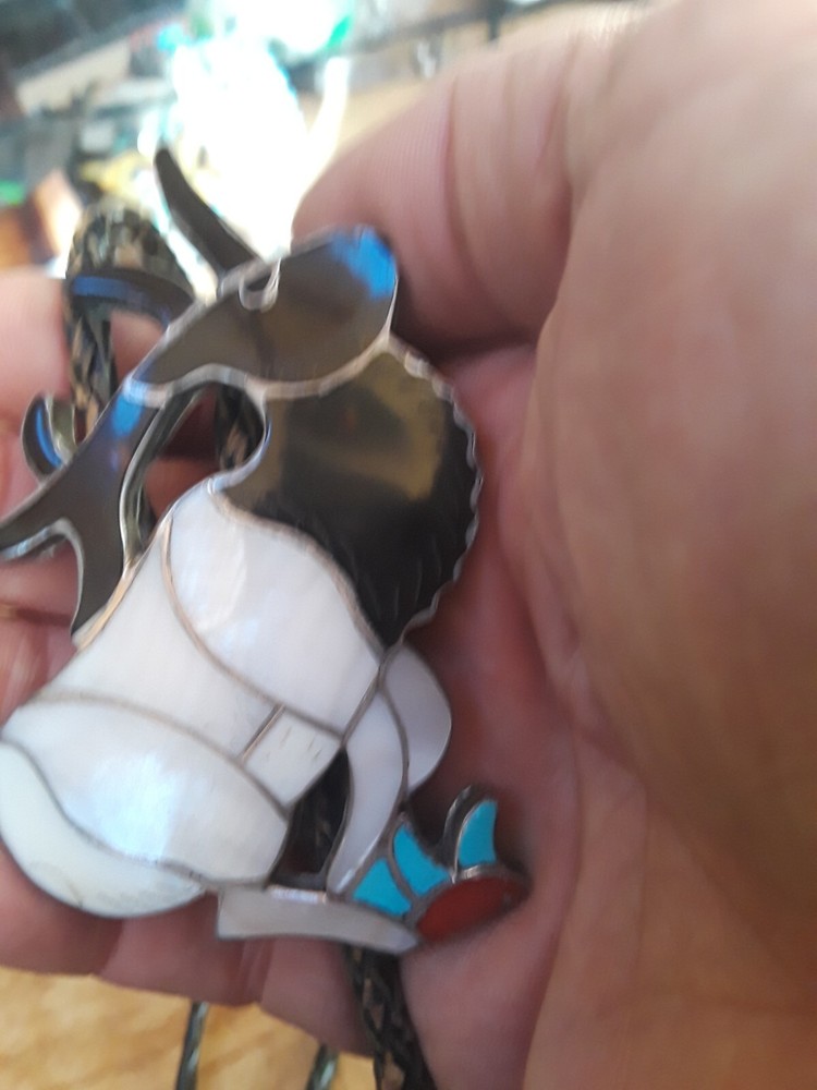 Sterling Silver bolo Big elk Zuni.