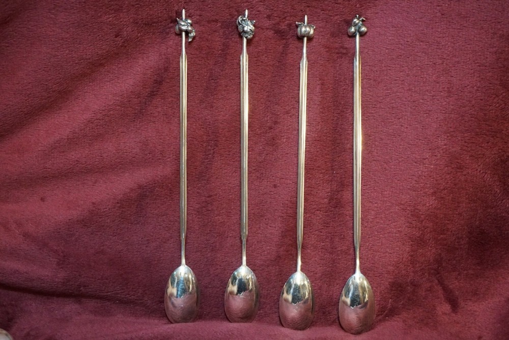Dutch Continental Solid Silver 835 Cocktail Iced Drinks Mixer Spoon