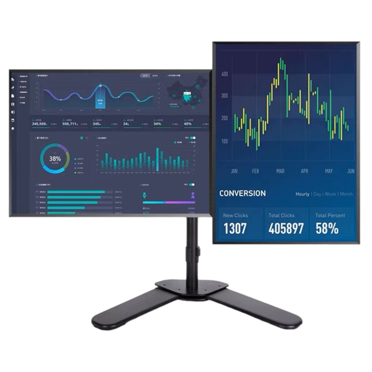 Dual 22" Large LENOVO LCD Widescreen Monitor 1080p FHD W/ Stand cables VGA DVI