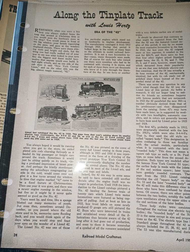 Lionel Model Train Catalogs & Poster plus Articles Railroad Model Craftsman