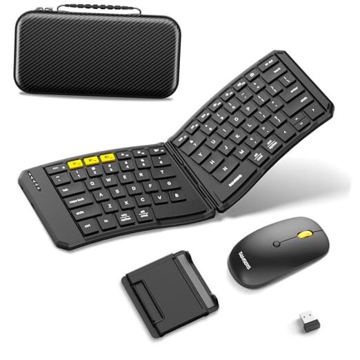 Ergonomic Foldable Keyboard and Mouse,  KM09 Split Folding Bluetooth Keyboard