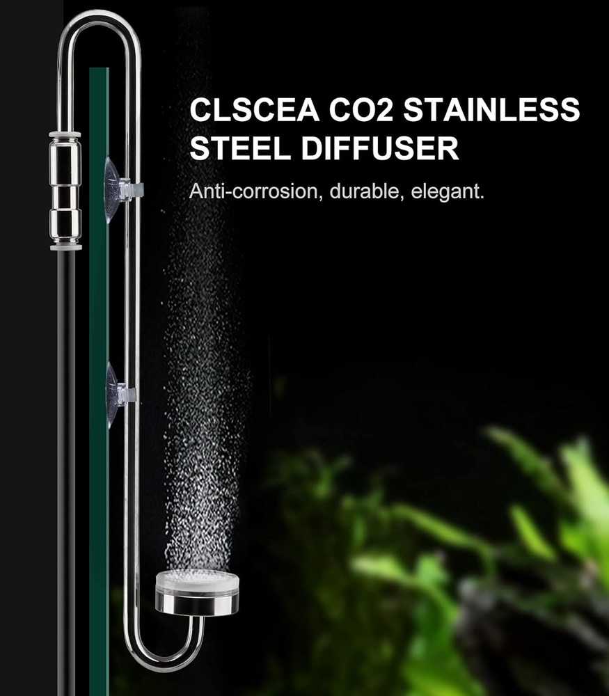 Aquarium Stainless Steel CO2 Diffuser Atomizer with Integrated Check Valve, DC30