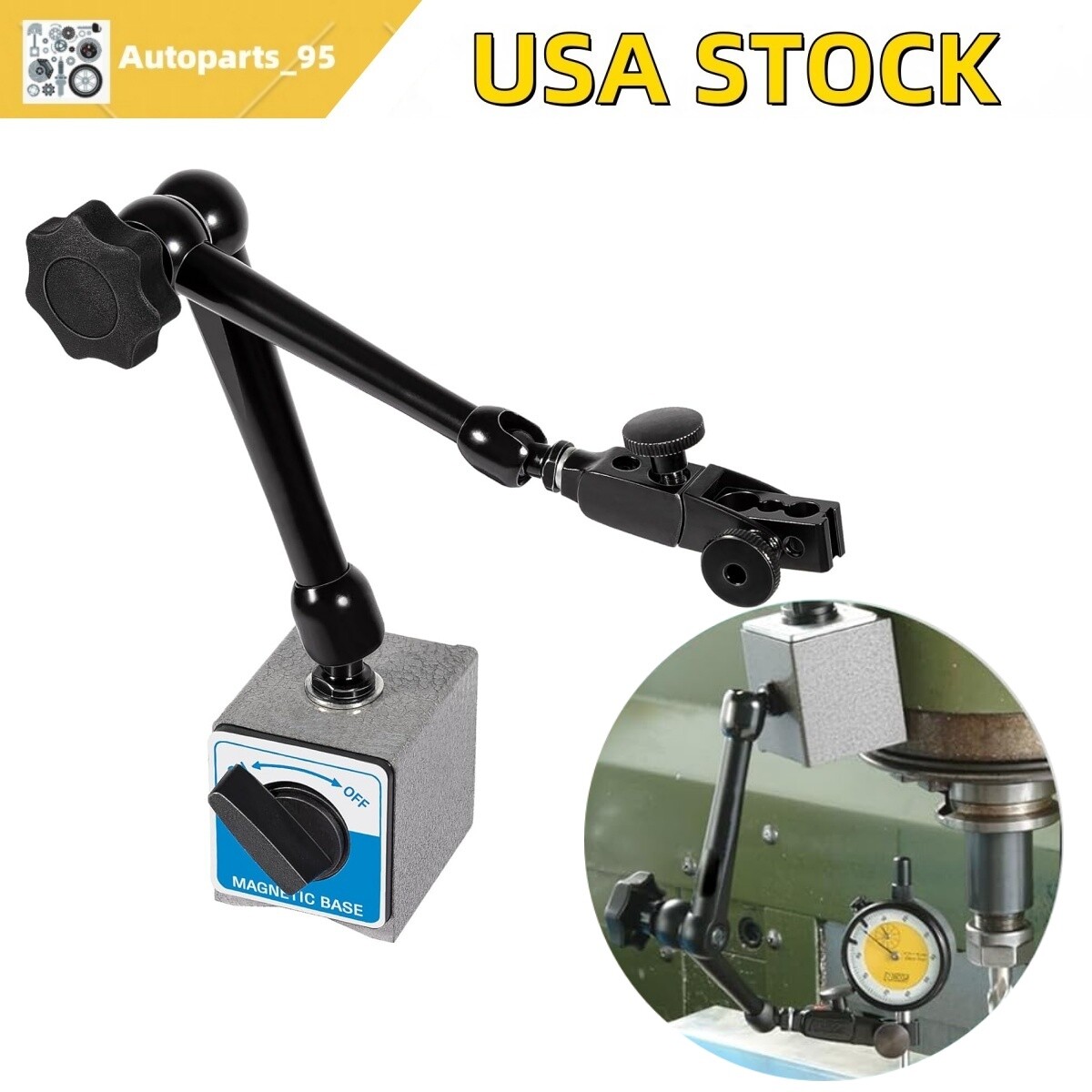 REGULAR DUTY DIAL GAGE HOLDER DG61003 MAG BASE W/METAL FINE ADJUST FOR NOGA