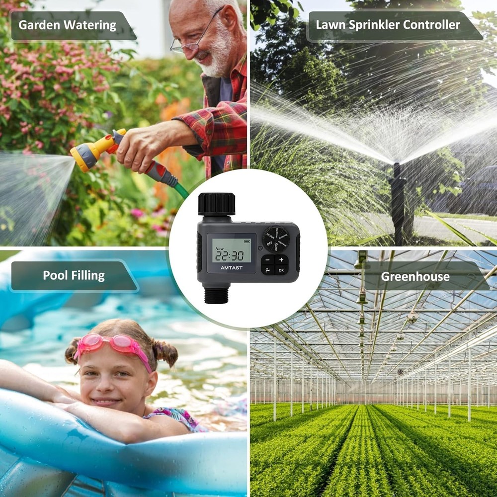 Programmable Sprinkler Timer with Rain Delay for Garden Hose - Black, Digital...