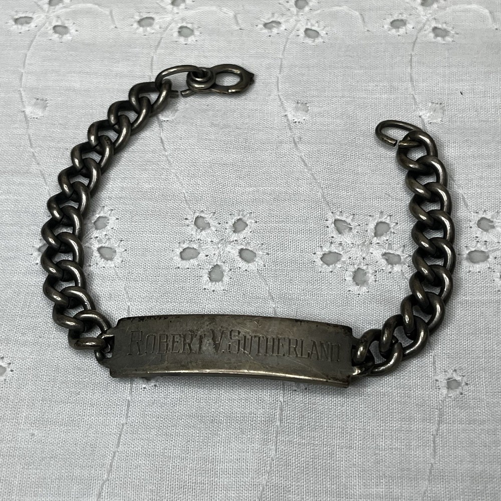 Vintage Sterling Silver WWII Navy Military ID Bracelet 27.5 grams