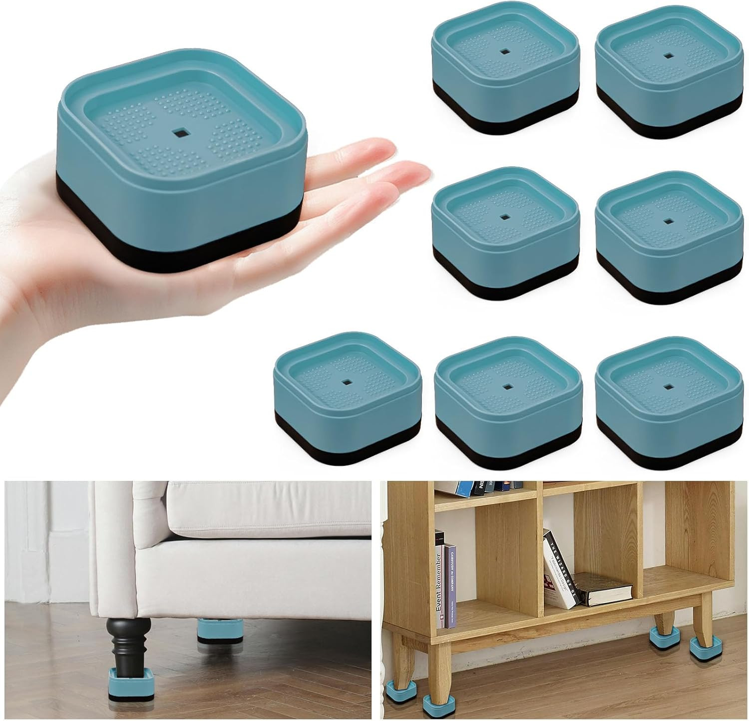 12 Pack Furniture Risers, Adjustable Bed Risers Heavy Duty Stackable Bed Raisers