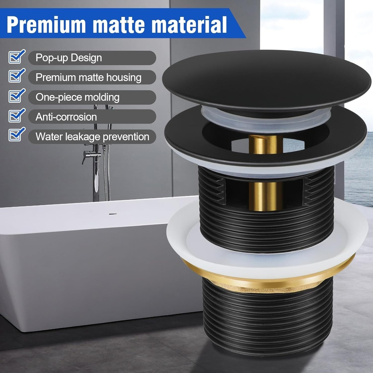 Pop-up Drain Kit for Freestanding Bathtub Tub Drain/Stopper,Freestanding Bathtub