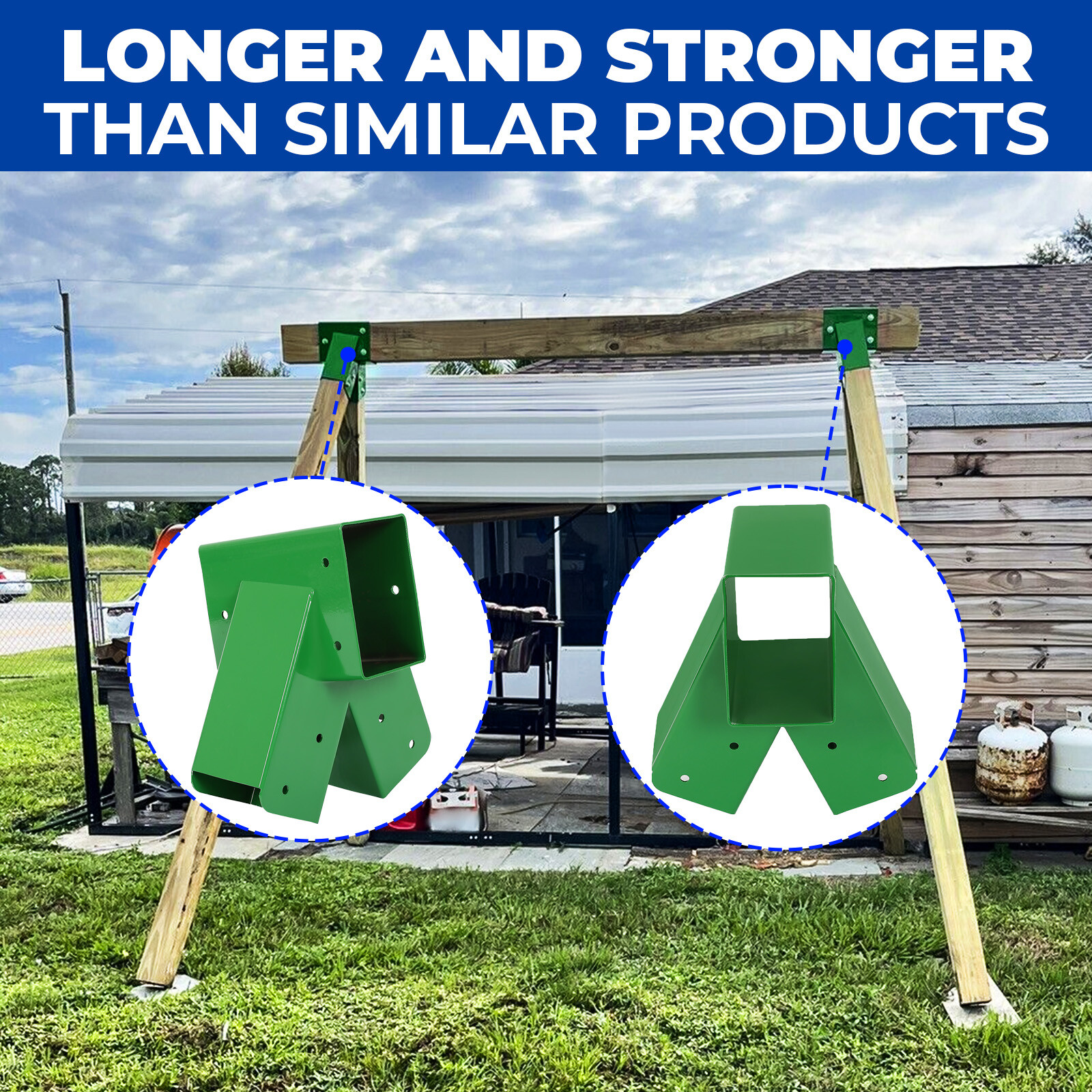 (Set of 2) Brackets 1-2-3 A-Frame Swing Green Powder-Coated Heavy Duty Steel