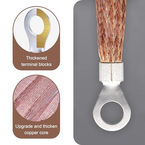 Pack-5 Car Engine Grounding Strap, 3 Pcs 9.8" + 2 Pcs 12.9" Flexible Copper