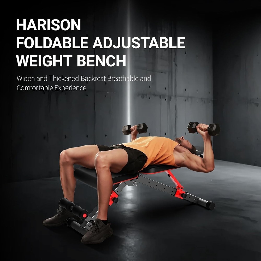 HARISON Adjustable Weight Bench for Home Gym, Foldable Workout Bench