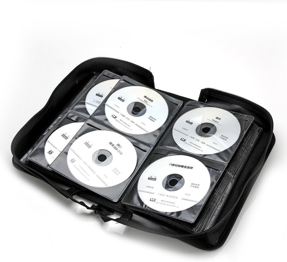 CCidea CD Case DVD Case Storage Holder-128 Capacity, 2 Wallet Black