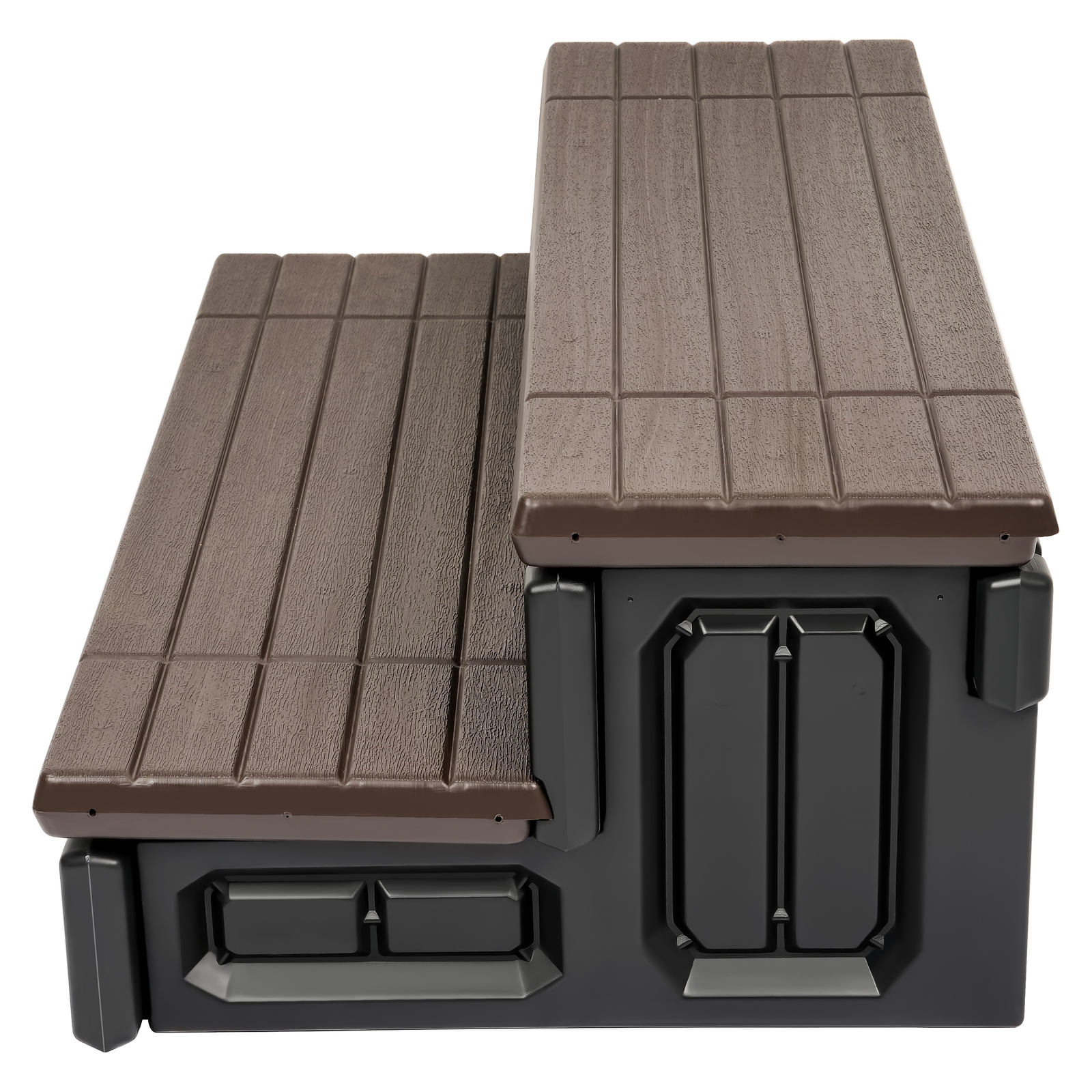 Brown+Black Universal 2 Slip-Resistant Spa & Hot Tub Step Outdoor with Storage