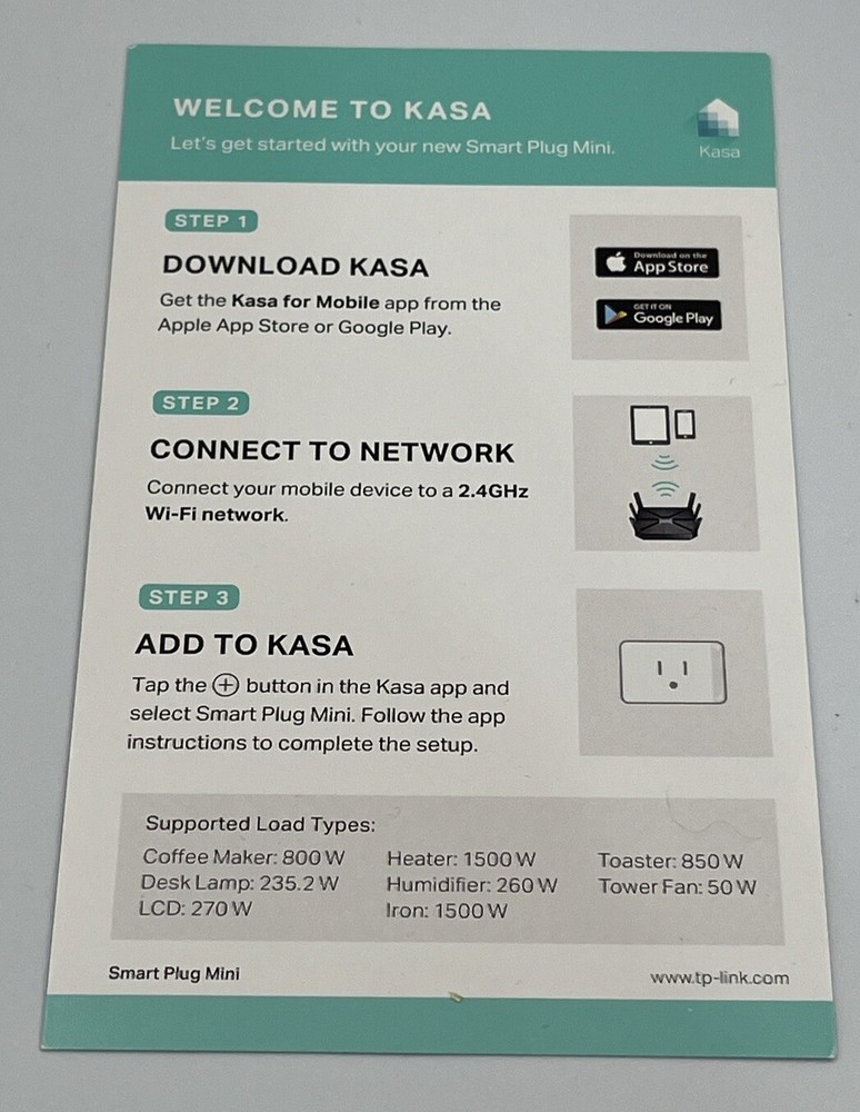 Kasa Smart Wi-Fi Plug Mini 2-Pack/TP-Link HS105 White Open Never Used