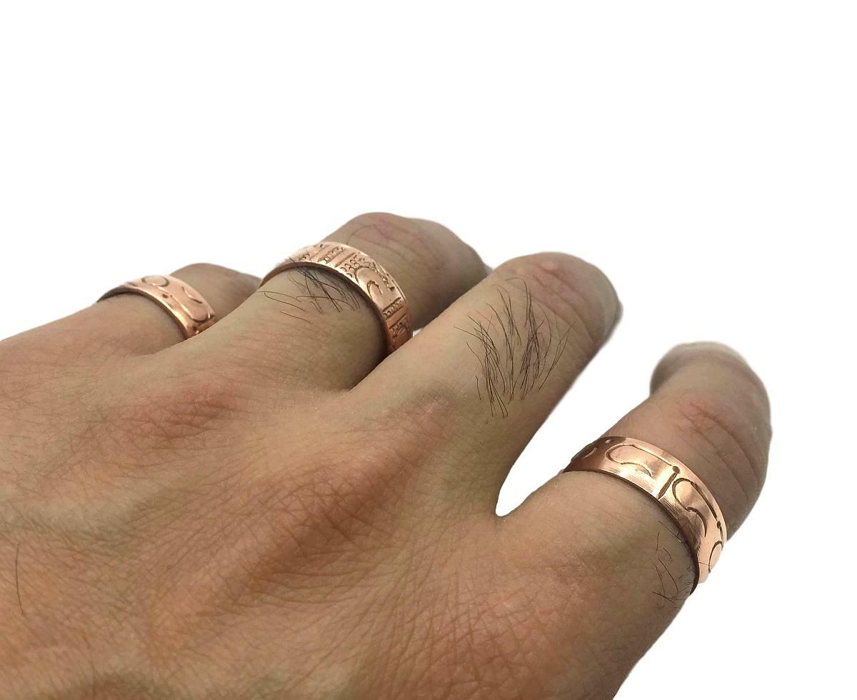 3 Hand Forged Copper Rings Set. 100% Pure Raw Copper Healing Medicine Ring.