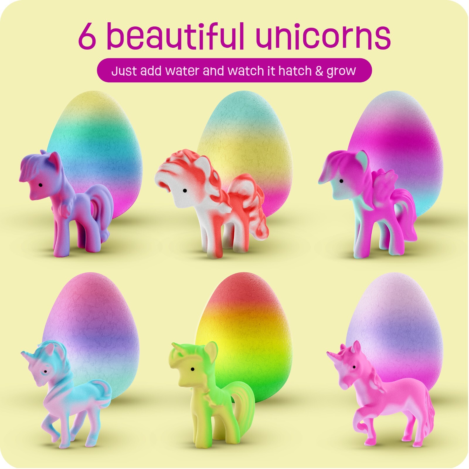 Unicorn Hatching Surprise Eggs for Kids-6 Pack - Stocking Stuffer - Unicorn Toys