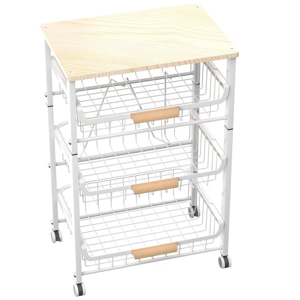 4-Layer Fruit Basket Kitchen Food Storage Organizer and Storage Rack, Stackab...