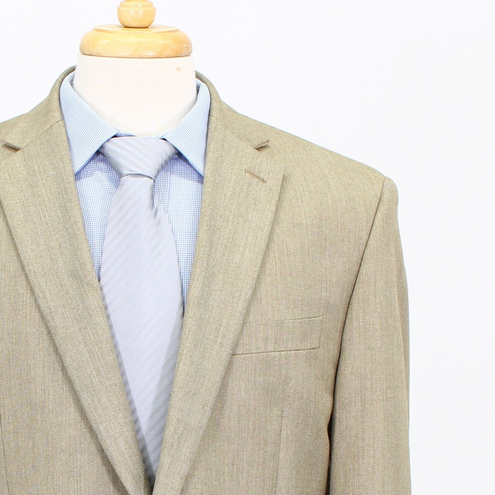 Ralph Lauren 42R Beige Sport Coat Blazer Jacket Solid 2B Polyester