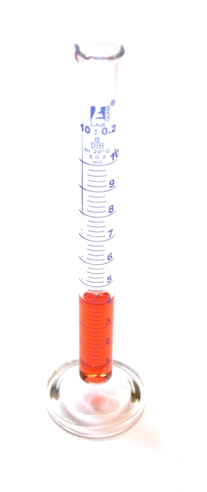 10ml Borosilicate Graduated Cylinder, Class B, Round Base with Spout - 12 Pack
