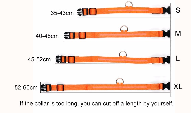 RECHARGEABLE LED PET GLOW COLLAR dog cat safety neck harness flash light USB