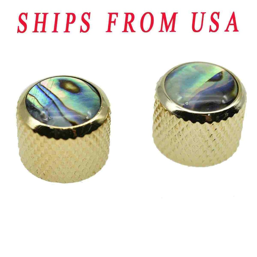 KAISH 19.5mm Abalone Inserts Dome Knobs Guitar Bass Knobs fits PBass/Tele Gold