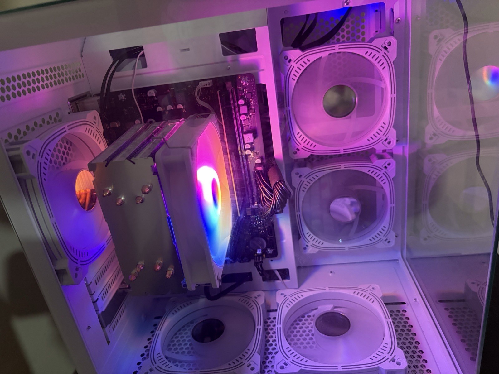 White Gaming Tower Desktop PC with RGB Lighting, Glass Side Panel, RGB Fans