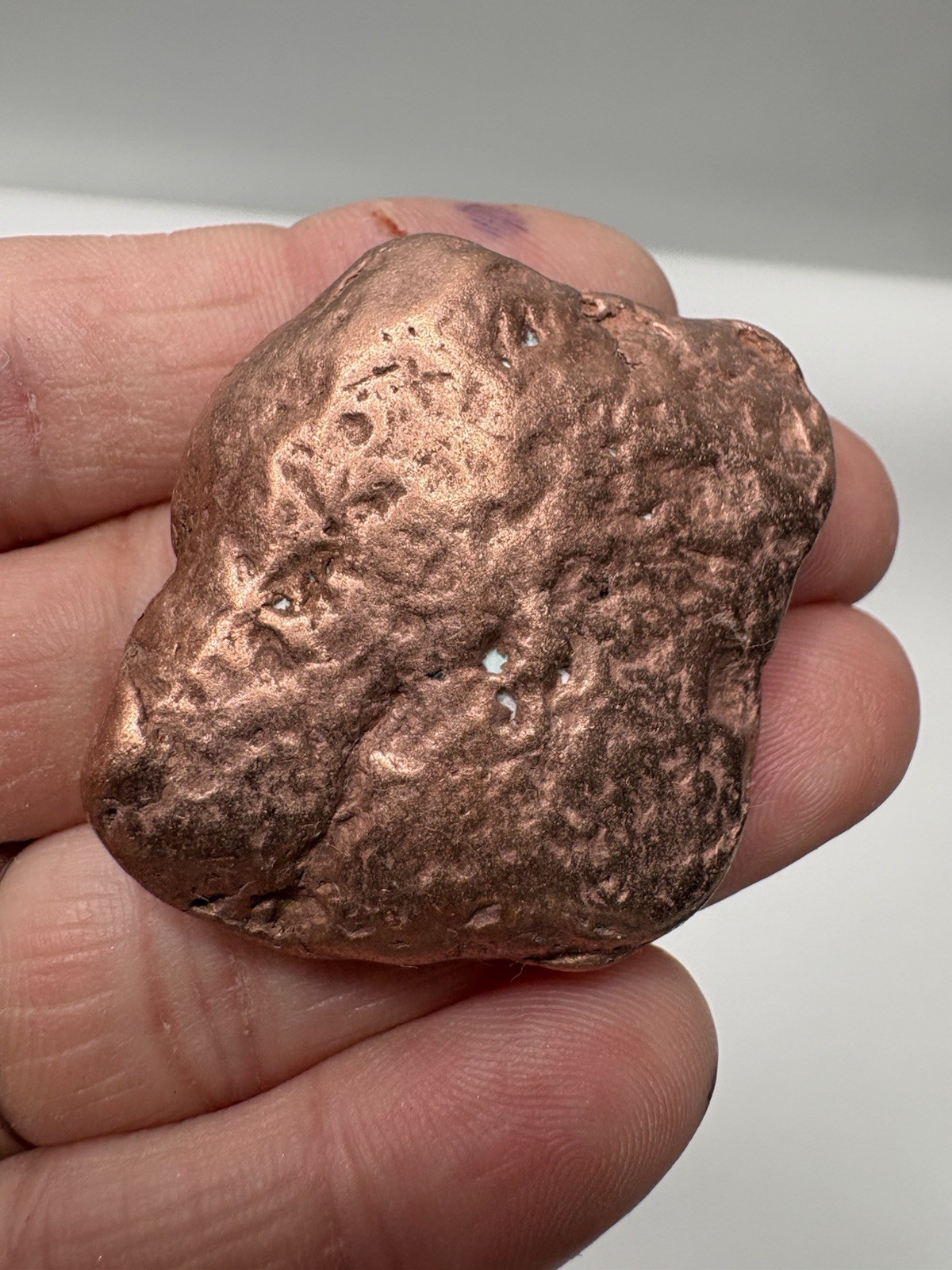Pure Native Michigan Solid Copper Nugget Specimen Keweenaw Peninsula Mineral