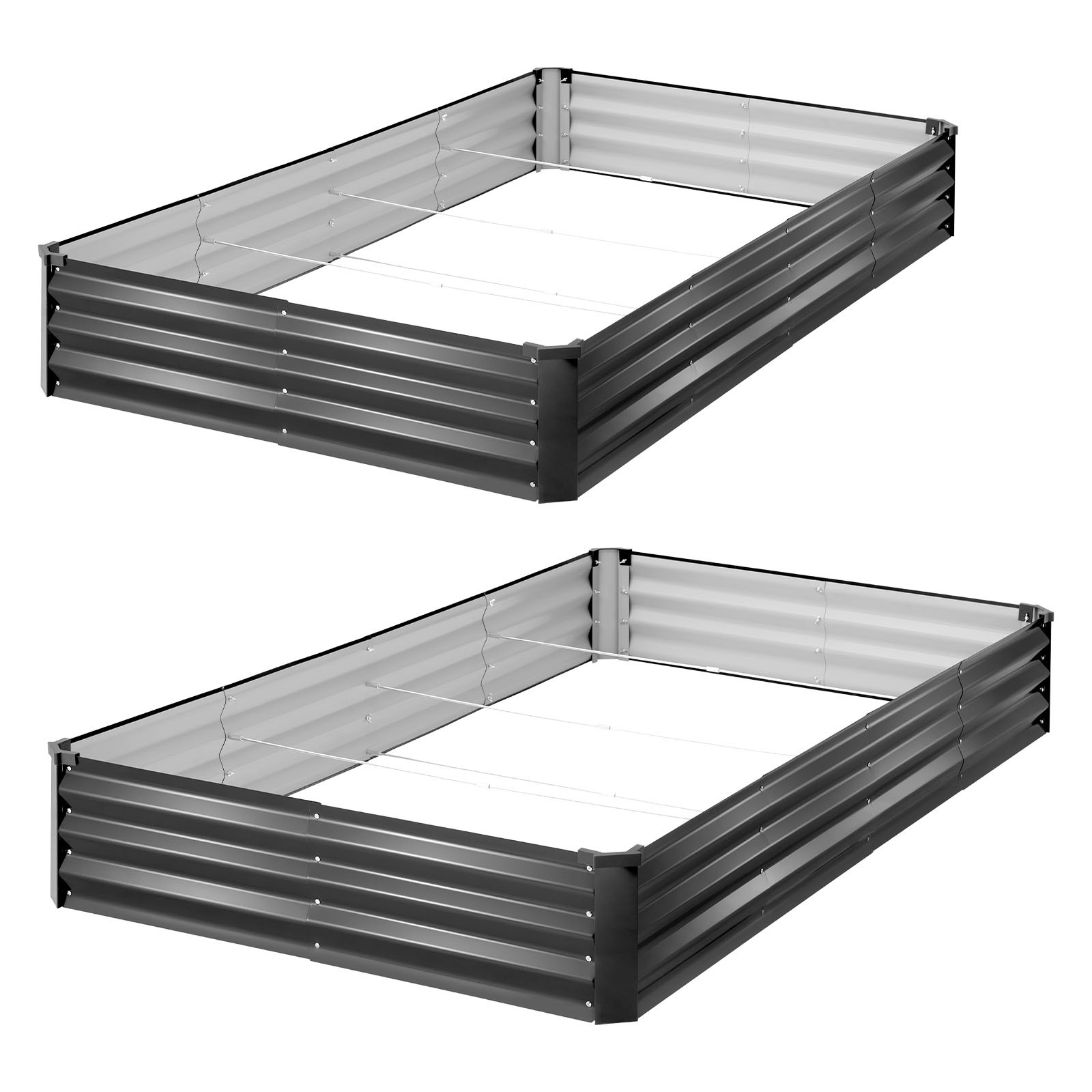 VEVOR 2 Pack Galvanized Raised Garden Beds 8x4x1 ft Rectangular Planter Box Gray