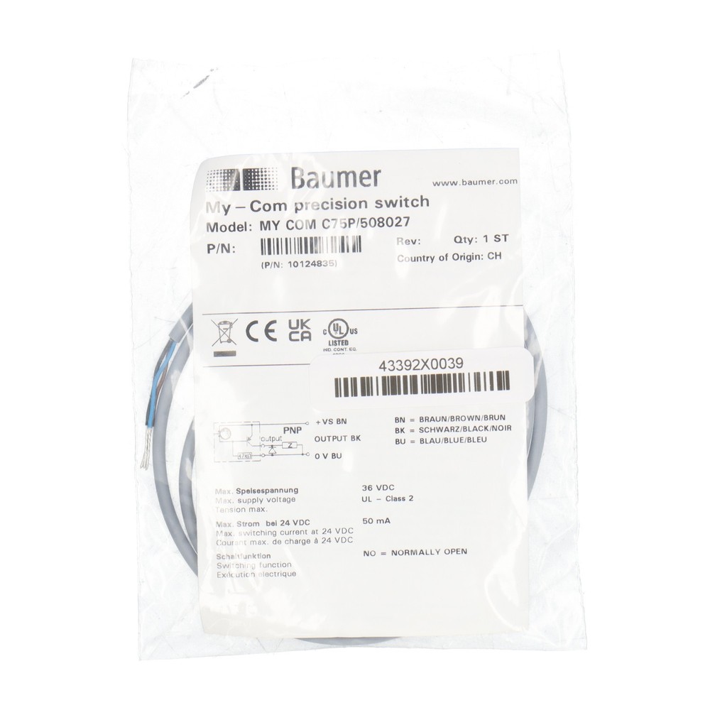 Baumer MYCOMC75P/508027 New NFP Sealed