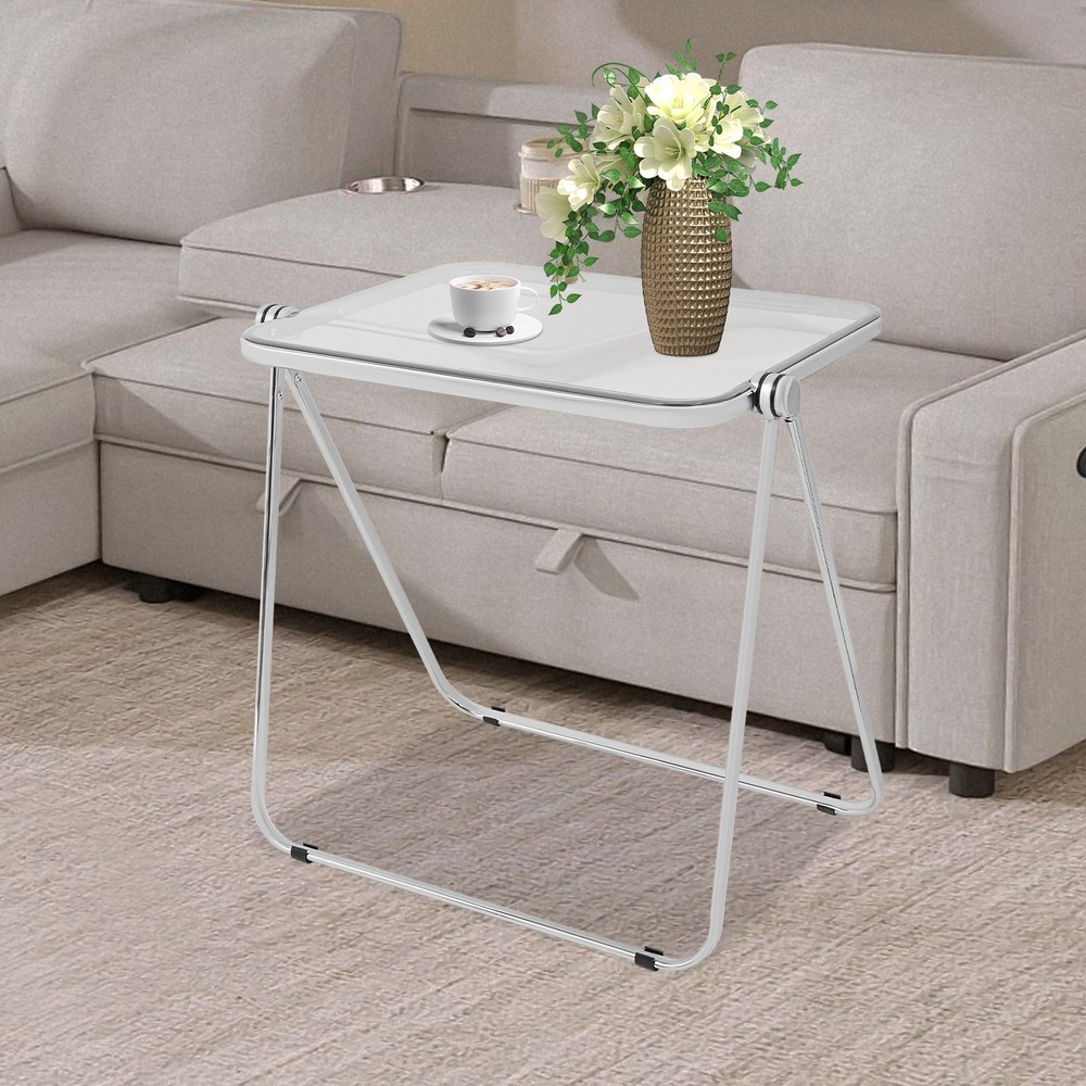 Clear Folding Table Portable Home Office Small Computer Desk Indoor Side Table