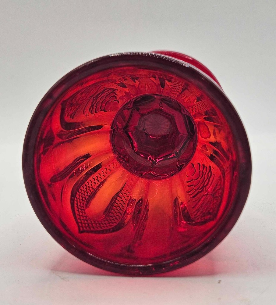 Small L. G. Wright Glass Magnet and Grape Wine Stem, in Ruby about 4 3/4" tall