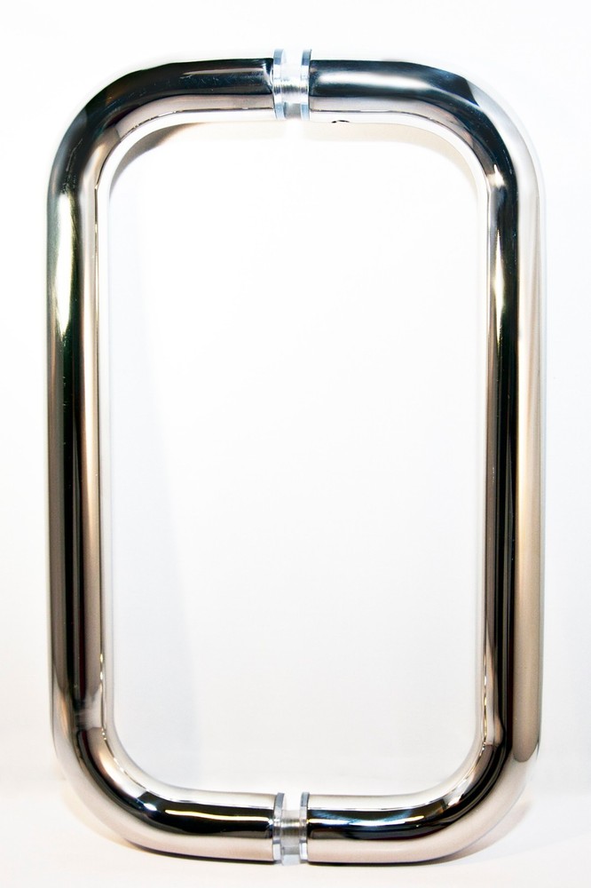 6" CHROME - Pull Handle Back to Back Frameless Shower Glass Door