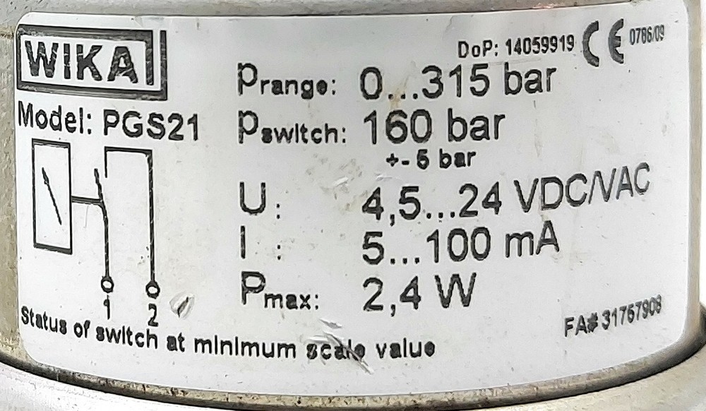 Wika PGS21 Electrocontact Manometer