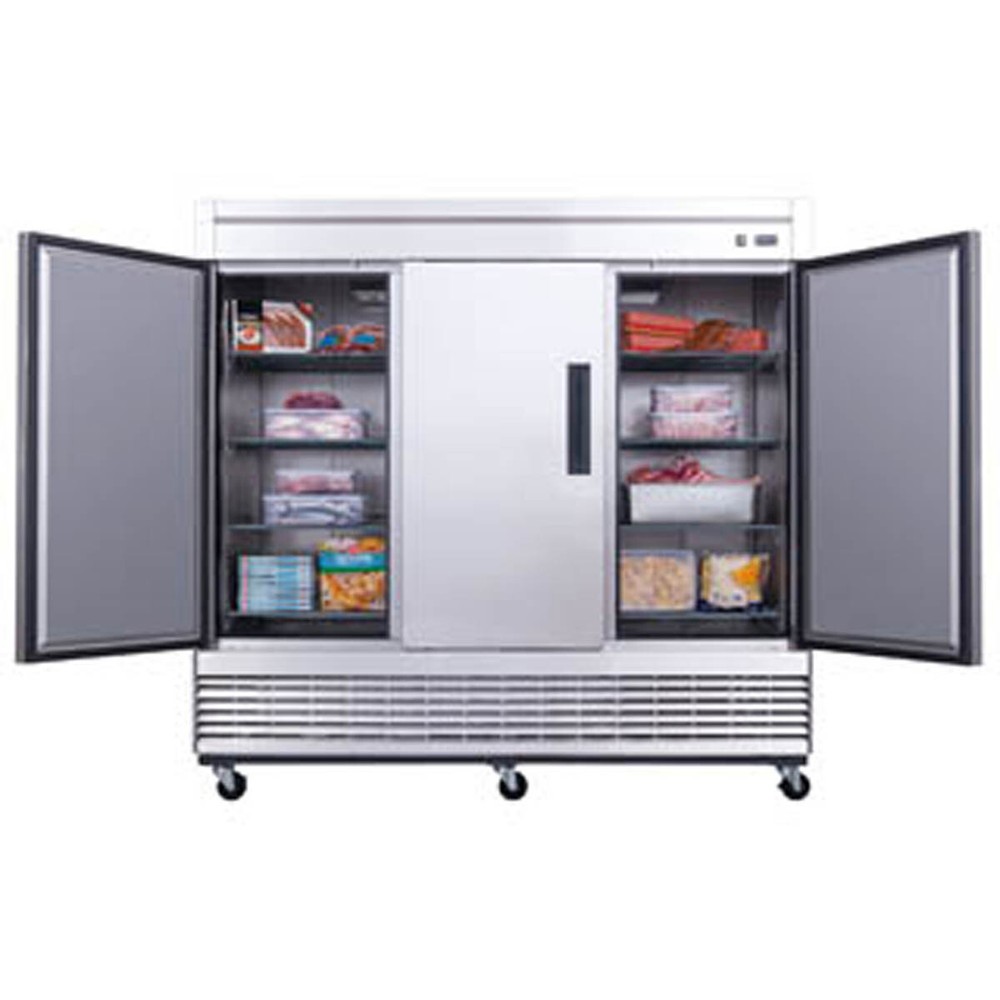Dukers Appliance Co D83F 82" Three Section Solid Door Reach-In Freezer