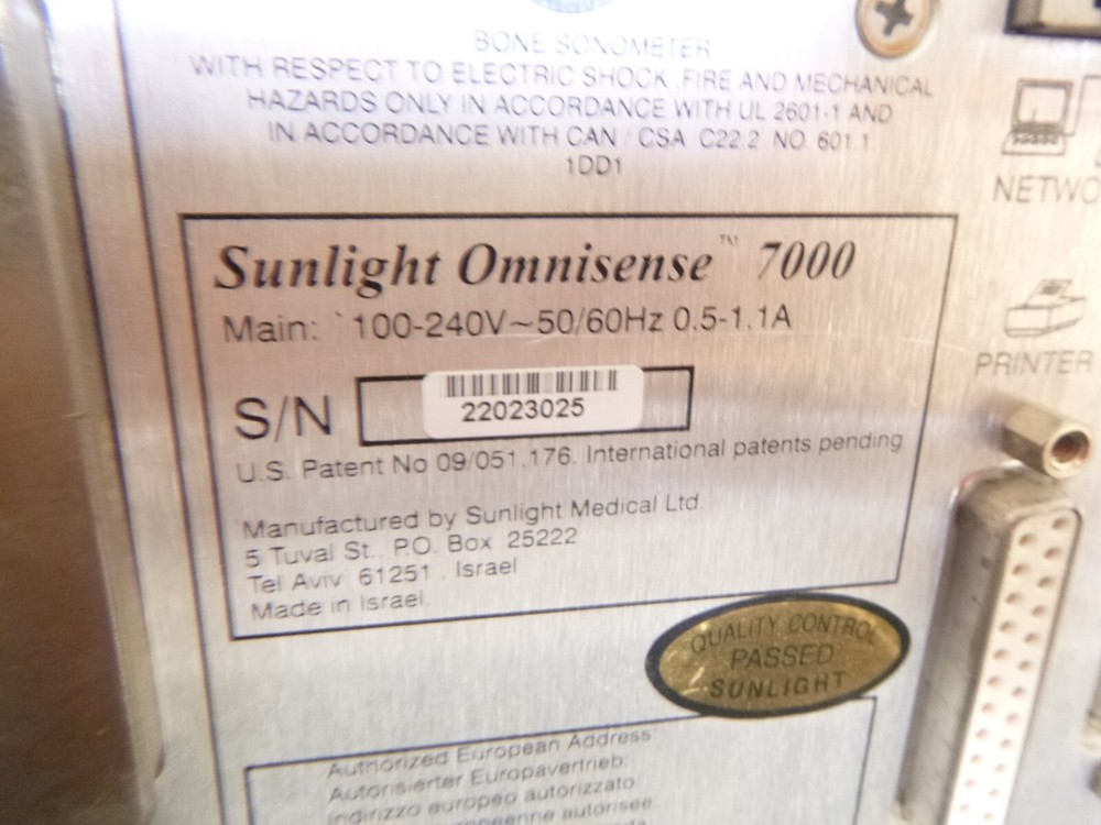 Sunlight Omnisense 7000 Utrasound Bone Sonometer