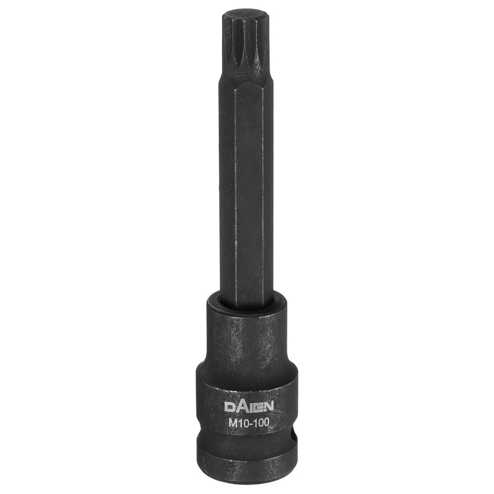 M10 12 Point Spline Bit Socket 100mm Length 1/2" Square Impact Bit, Black