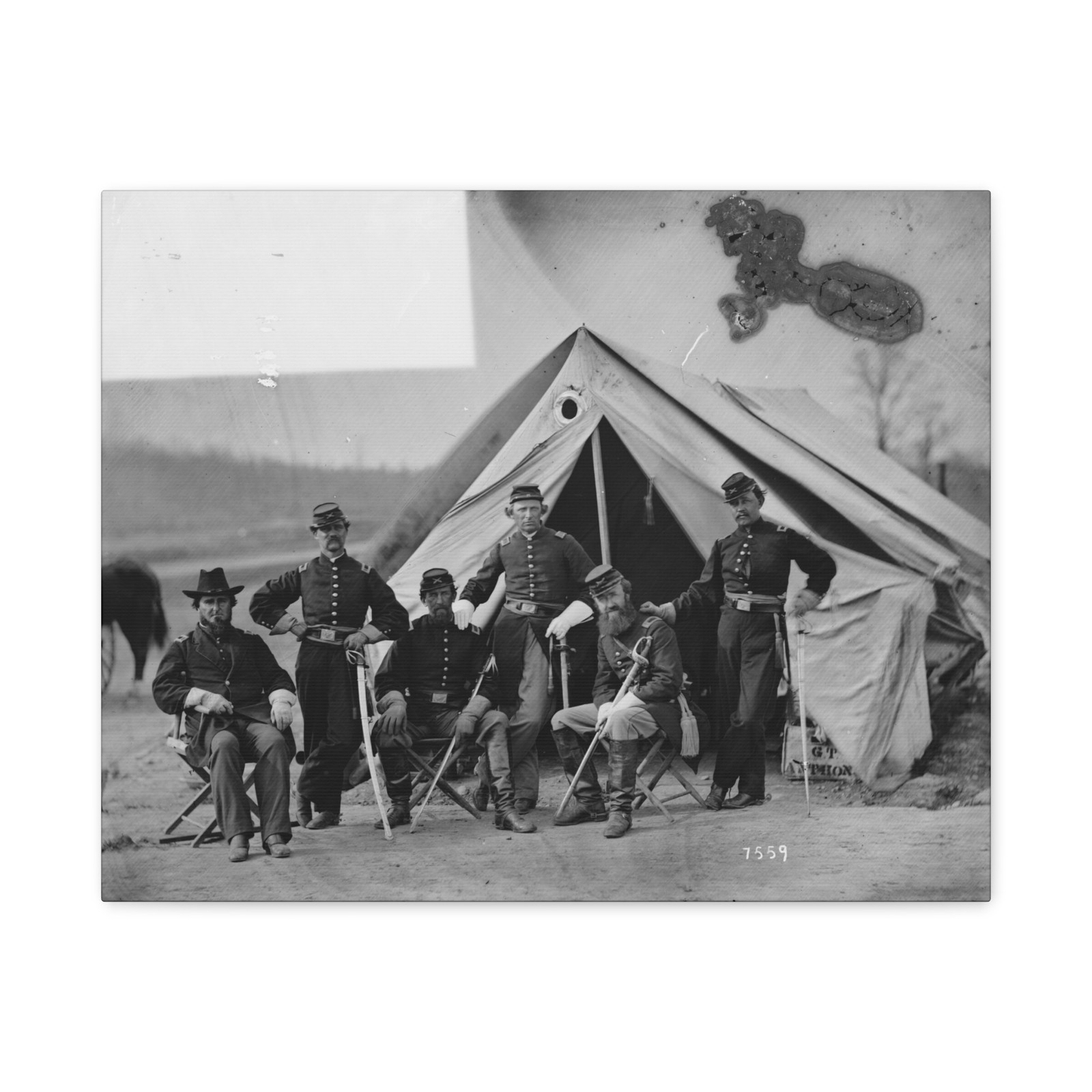 Six officers of the 17th New York Battery, Camp Barry - Canvas Wall Art